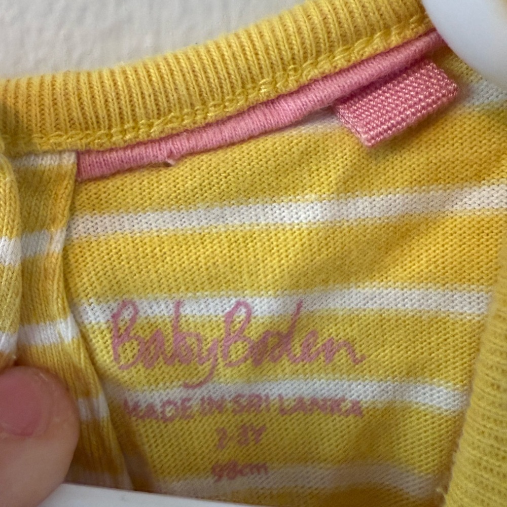 Baby Boden Yellow Striped Kids Dress with Bunny Design - Picture 3 of 4